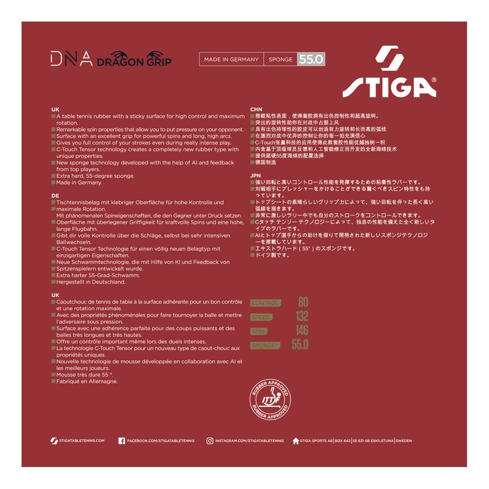 STIGA DNA Future M Table tennis rubber Dragon 55